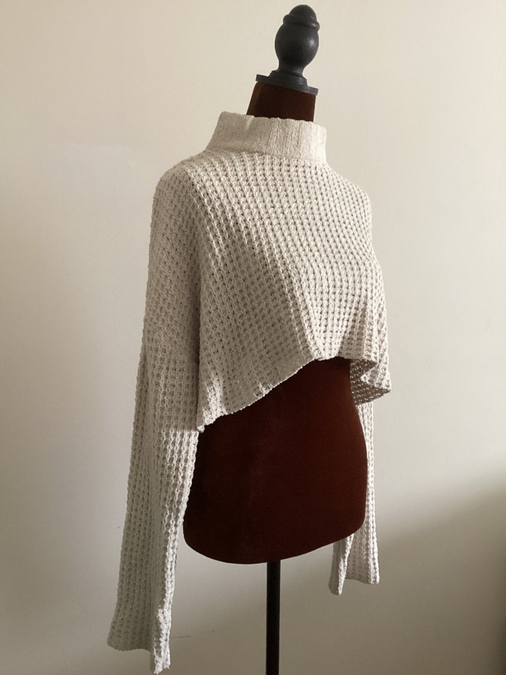 Mockneck long sleeve knit crop top